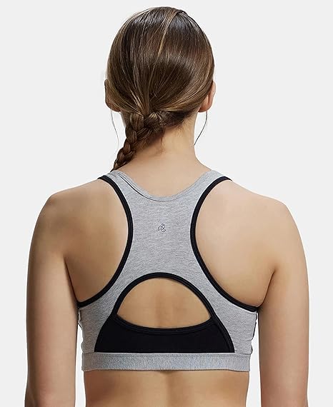 Jockey 1380 Women’s Wirefree Padded Cotton Active Bra – Racerback with Stay Fresh Comfort